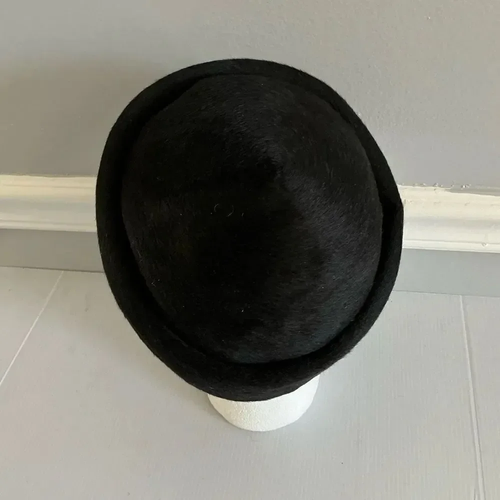 Vintage Trevi faux fur black hat size 22